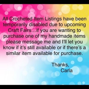 Crocheted Items Announcement